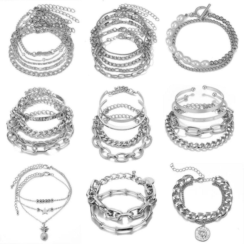 Silver-Tone Men’s Multi-Chain Bracelet Set - Picture 4 of 4